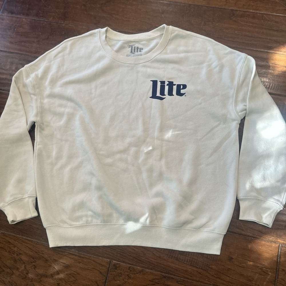 Vintage Miller Light Hybrid Apparel Off-White Crewneck Sweater‎
